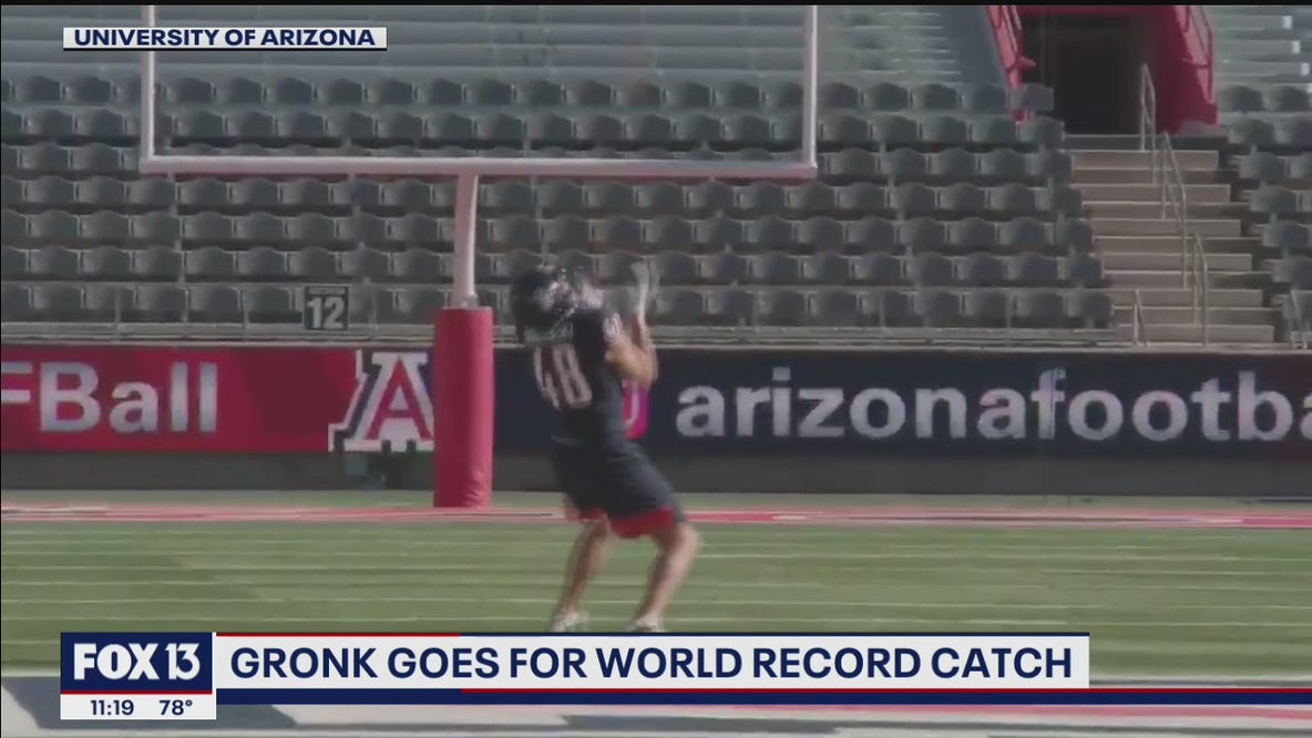 Gronk makes world record catch with football dropped from helicopter